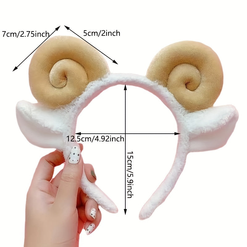 Plush Sheep Horns Hair Band Cute Sheep Lamb Animal Headdress