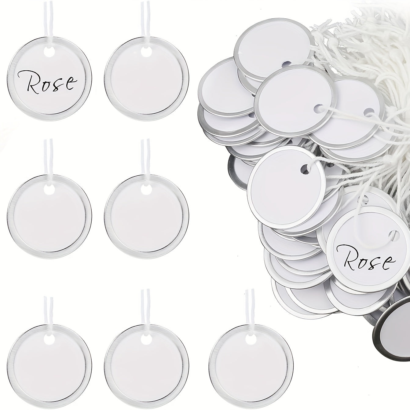 100pcs Metal Rim Key Tags Round Paper Blank Tags
