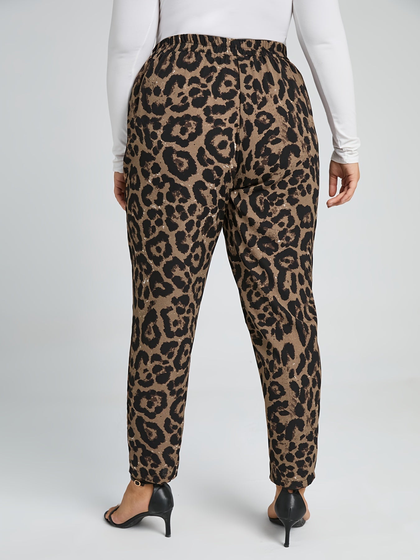 Leopard Print High Rise Cropped Pants Plus Size