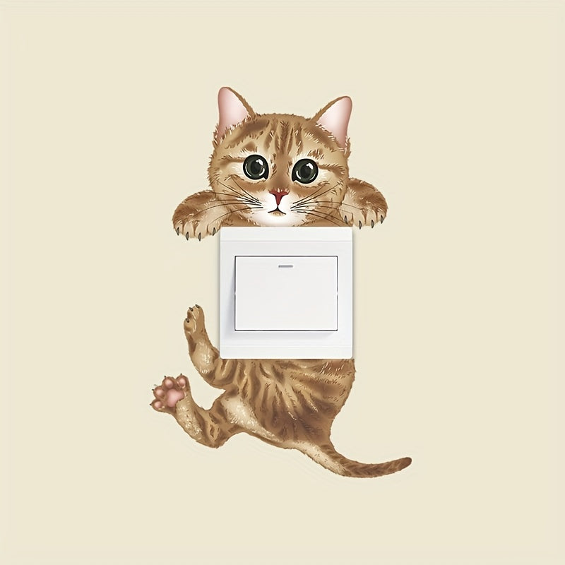 Cat Light Switch Sticker PVC Wall Decal for Home Decor Witch
