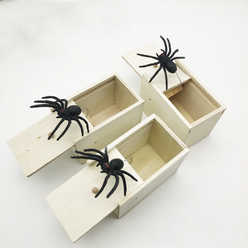 Wooden Spider Box Trick Joke Toy - Surprise Your Kids with Fun!