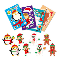 24pcs Christmas Stickers Santa Snowman Face Xmas Crafts Party Favors