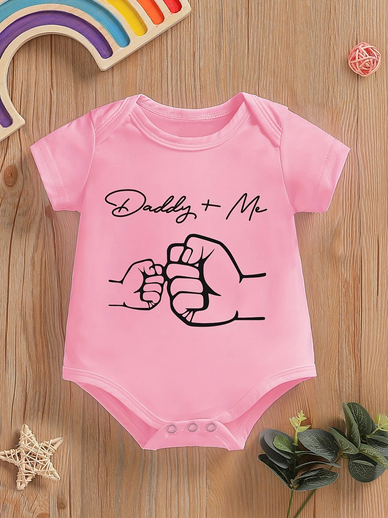 Baby Boys Casual Daddy Me Print Romper Short Sleeve Crew Neck Bodysuit