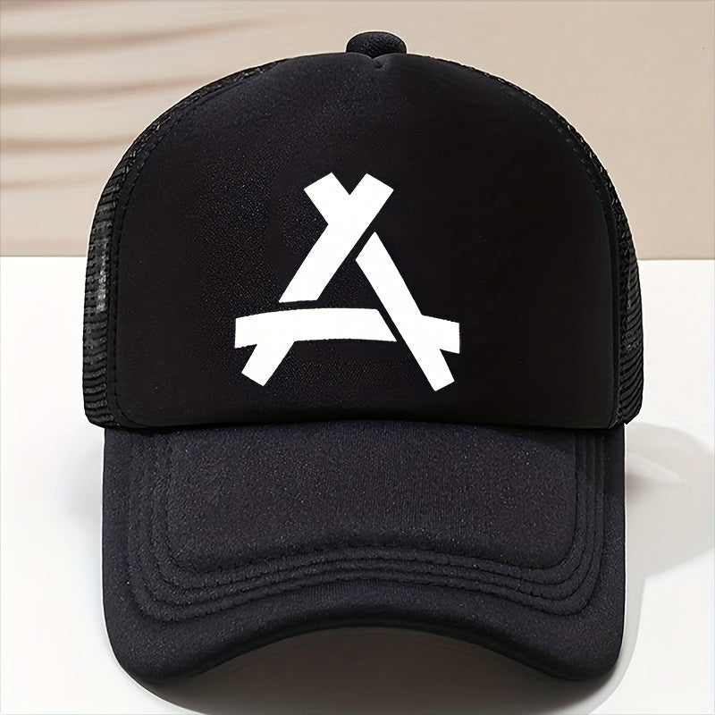 Unisex Mesh Sunshade Breathable Baseball Cap with Triangle Embroidery