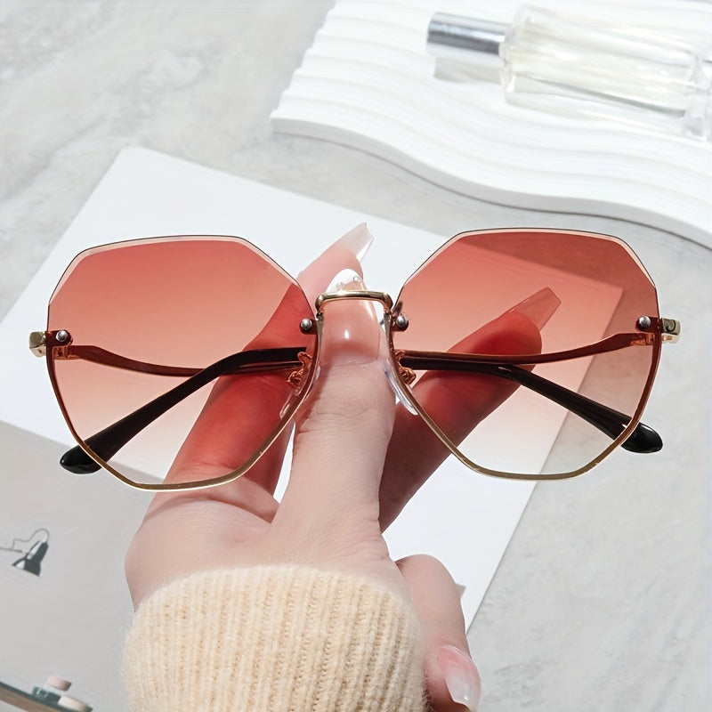 Ombre Rimless Sunglasses UV400 Sun Shades Vacation Beach Travel