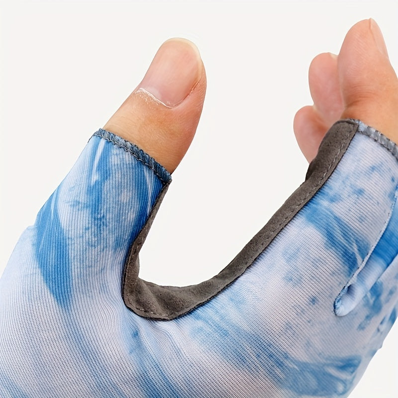 Camouflage Fishing Gloves Ice Viscose Elastic Fingerless Gloves Unisex