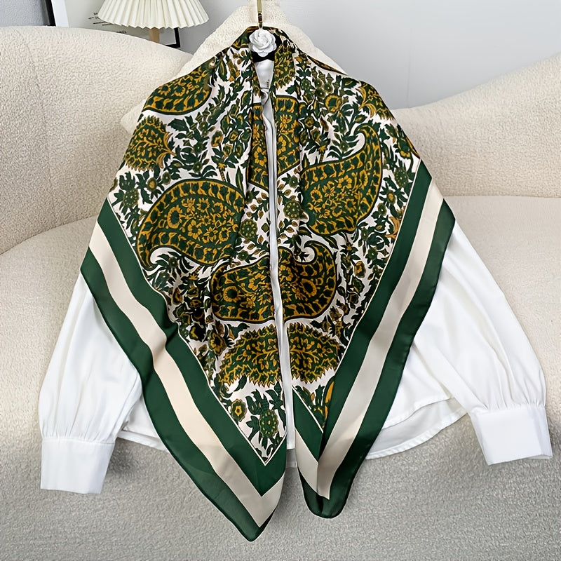 Women's Large Satin Square Scarf Silk Neckerchief Accessory