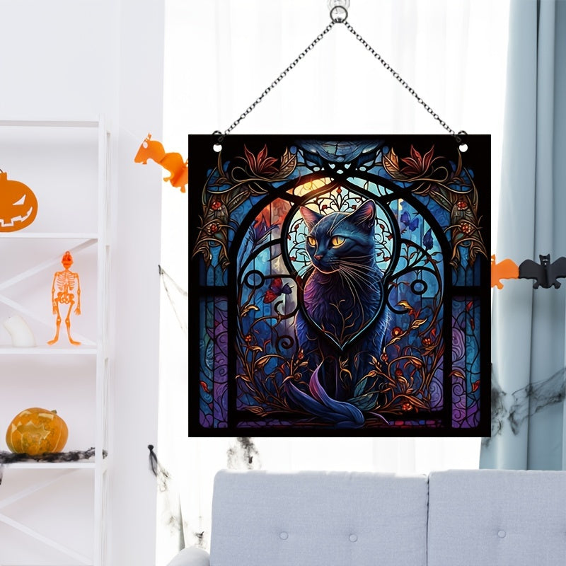 Halloween Cat Acrylic Window Hanging Decoration