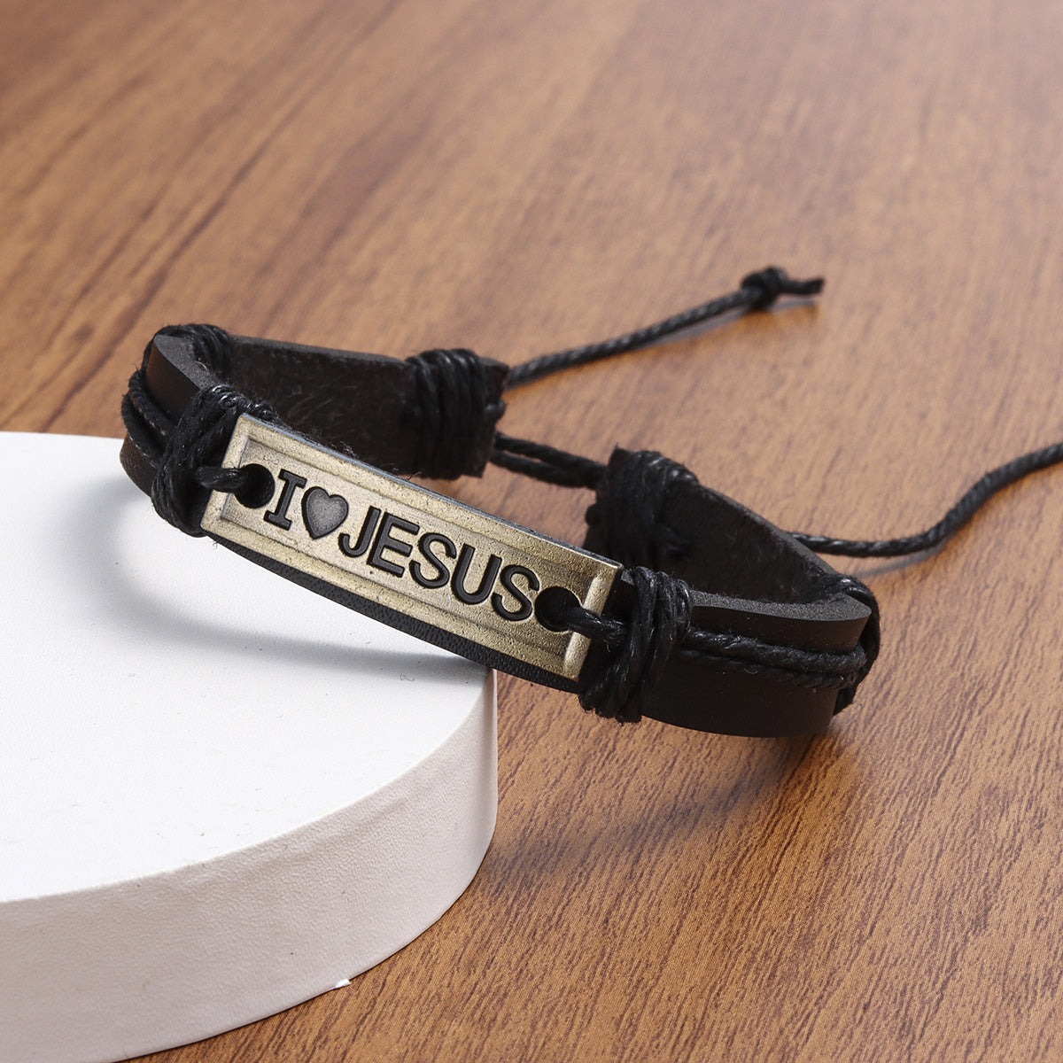 Men's Vintage I LOVE JESUS Leather Bracelet