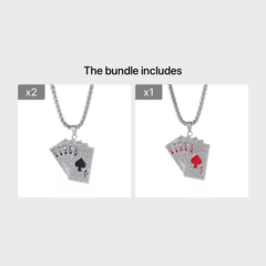 Hip Hop Poker Card Tag Necklace Zircon Inlaid Jewelry