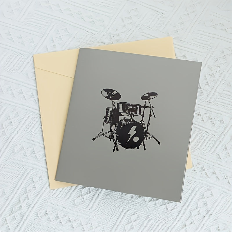 3D Drum Holder Birthday Greeting Card Paper Carving Gift