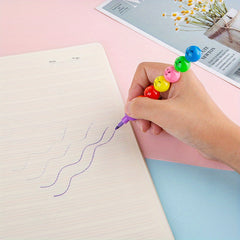 20pcs Crayons Cartoon Joyful Face Candy Gourd Vibrant Mixed Colors