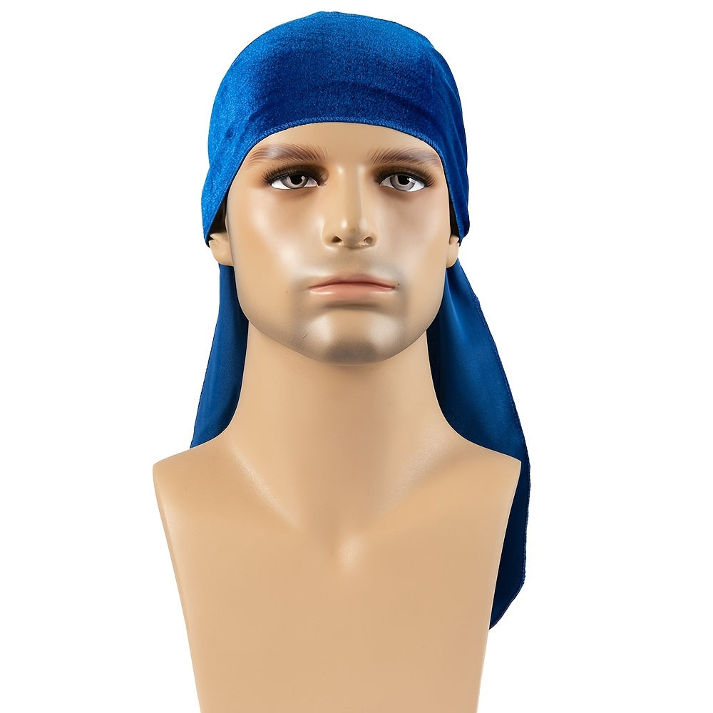 Velvet Solid Pirate Hat Men's Durag Polyester Long Tail Bandana 