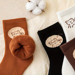 4 Pairs Cartoon Print Socks Cute & Comfy Women's Stockings