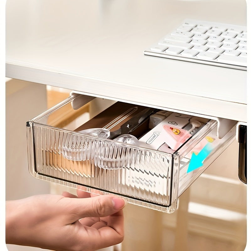 Medium Under Desk Drawer Organizer Clear Plastic Drawer For Office School Home