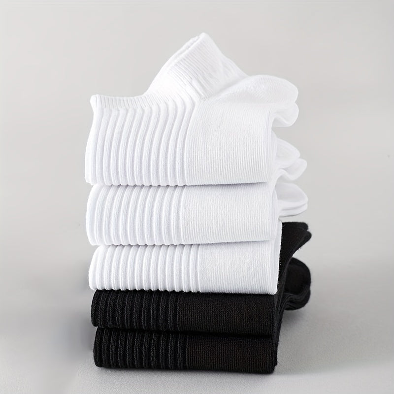 5 Pairs Ribbed Ankle Socks Soft Lightweight All Match Women's Stockings