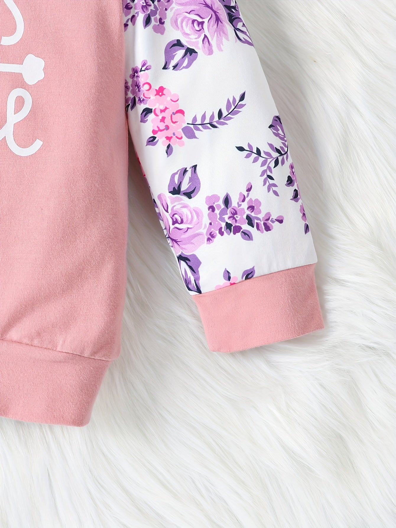 Baby Girls Letter Print Sweatshirt & Pant Set