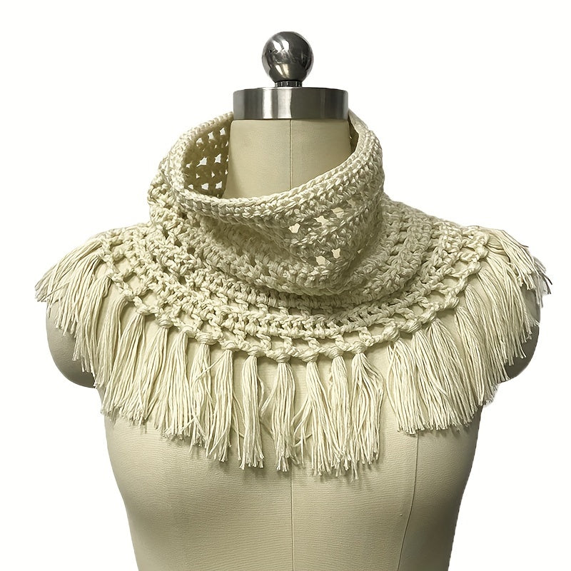 Vintage Tassel Infinity Scarf Crochet Warm Neck Scarf