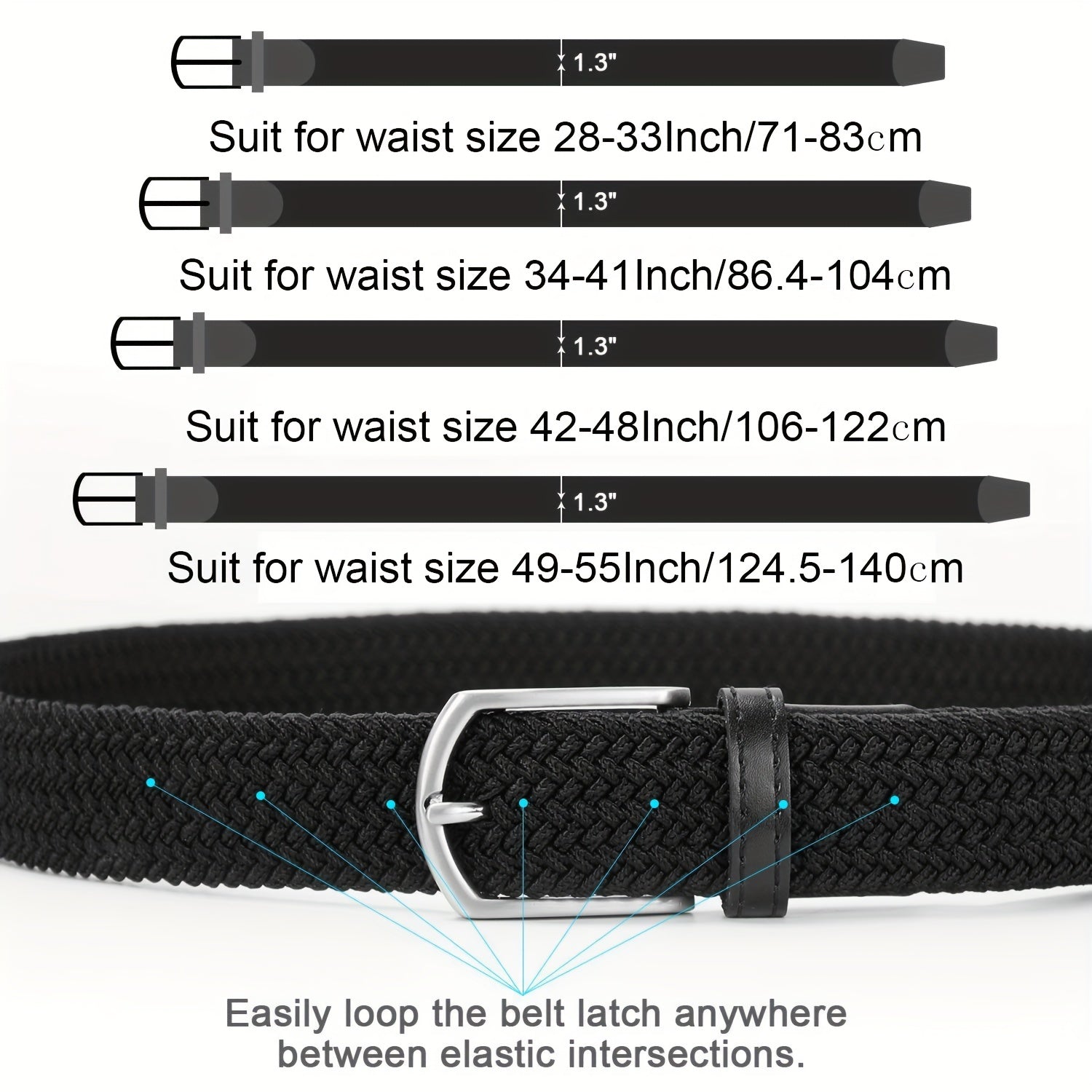 Canvas Elastic Waistband Casual Unisex Belt 3.3cm