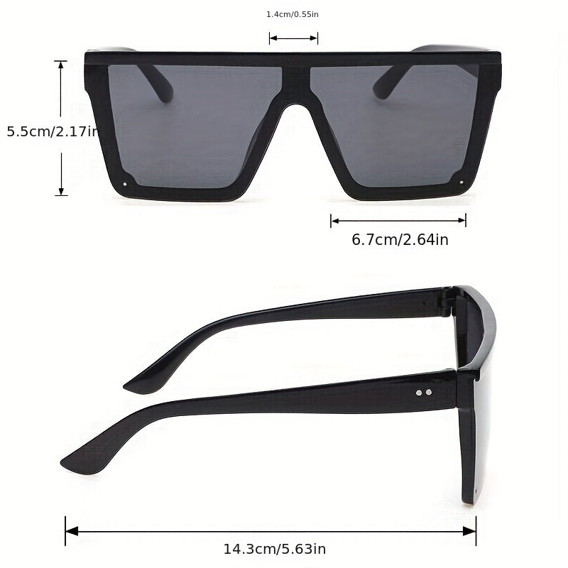 Square Frame Sunglasses UV400 Rivet Decor Minimalist Outdoor Eyewear