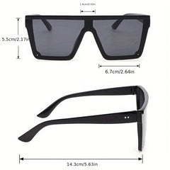 Square Frame Sunglasses UV400 Rivet Decor Minimalist Outdoor Eyewear