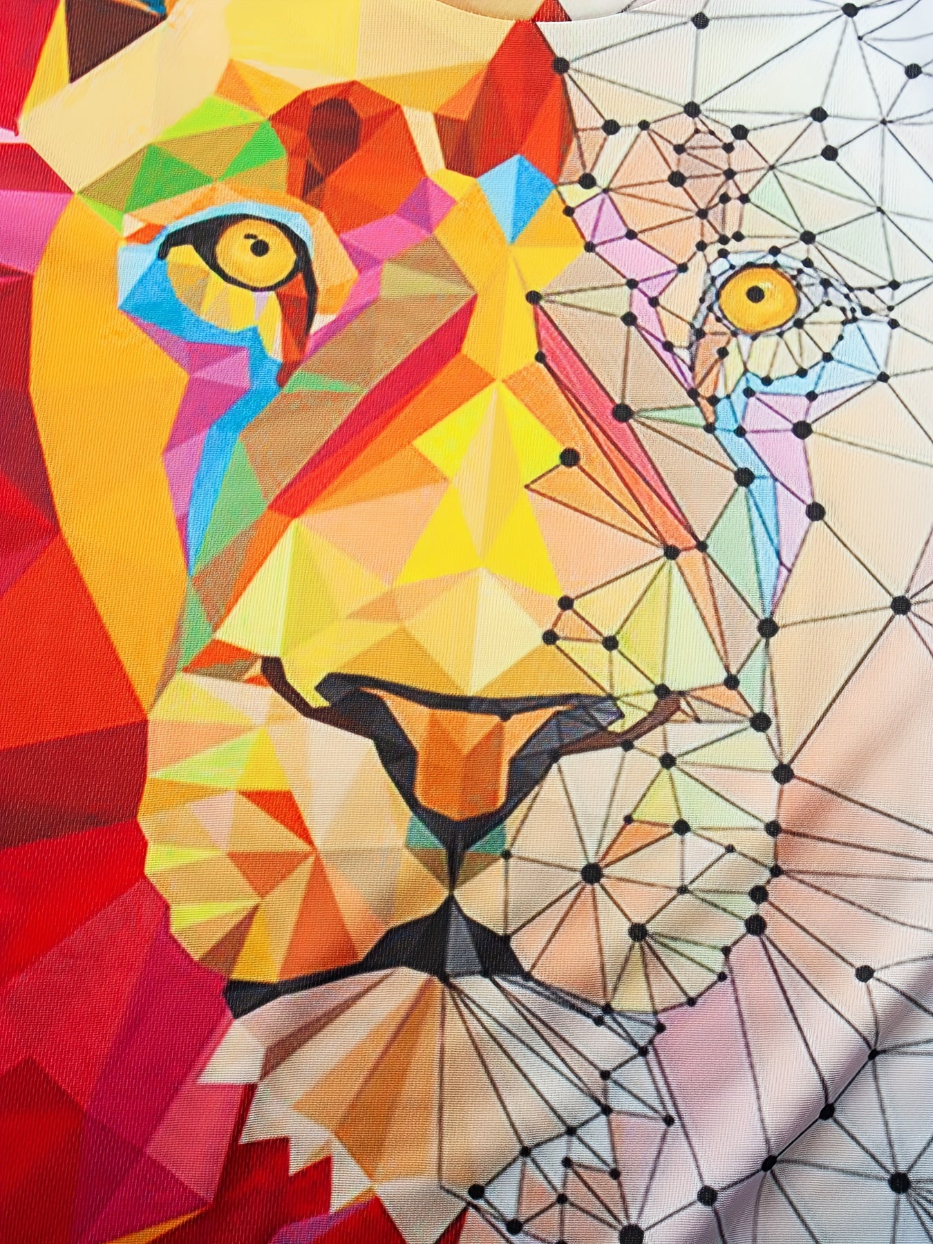 Lion Print Unisex Crew Neck T Shirt - Breathable Graphic Top