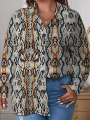  Floral Print Button Up Long Sleeve Blouse