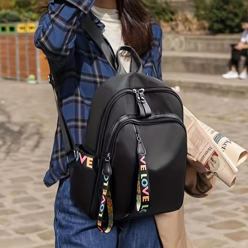 Nylon Backpack Letter Graphic School Bag Women
