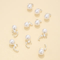 10pcs Pearl Hair Clip Women's Small Metal Golden Hair Accessories