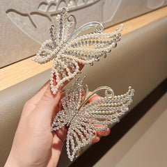 Rhinestone Pearl Butterfly Hair Clip Butterfly Claw Clip Bow Hair Clips
