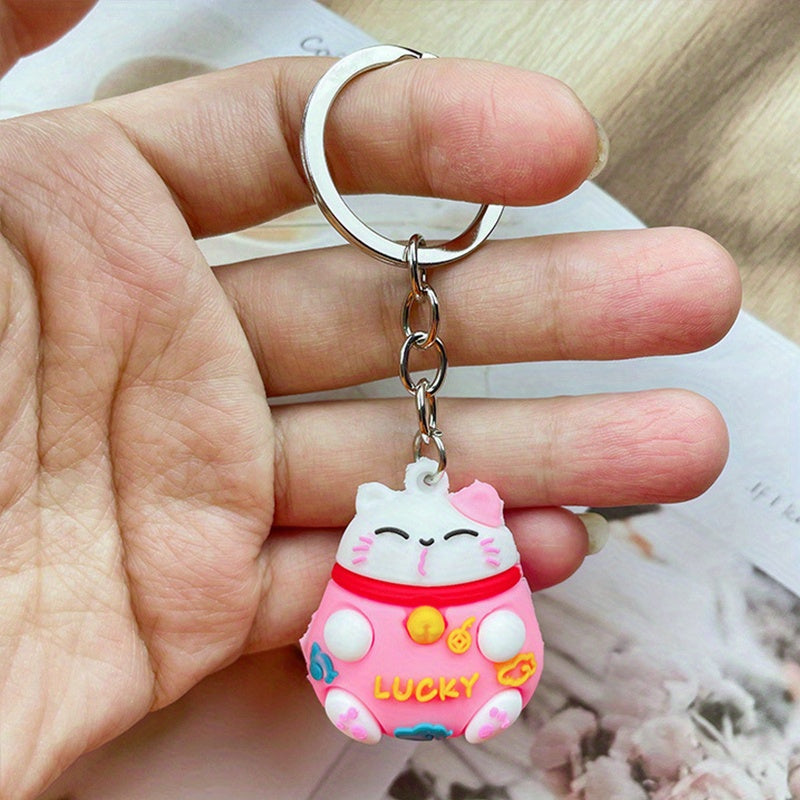 1pcs Baby Lucky Cat Door Ornament Creative Cartoon Lucky Cat Couple Bag Pendant