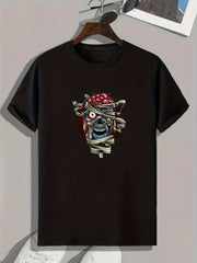 Cherry & Skull Pattern T-shirt Men's Summer Casual Tee Gift