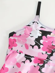Floral Tank Top & Shorts Swimsuit Set, Plus Size