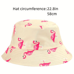 Flamingo Print Bucket Hat Lightweight Fisherman Cap