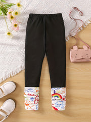 Girls Graffiti Graphic Stretch Leggings Kids Clothes