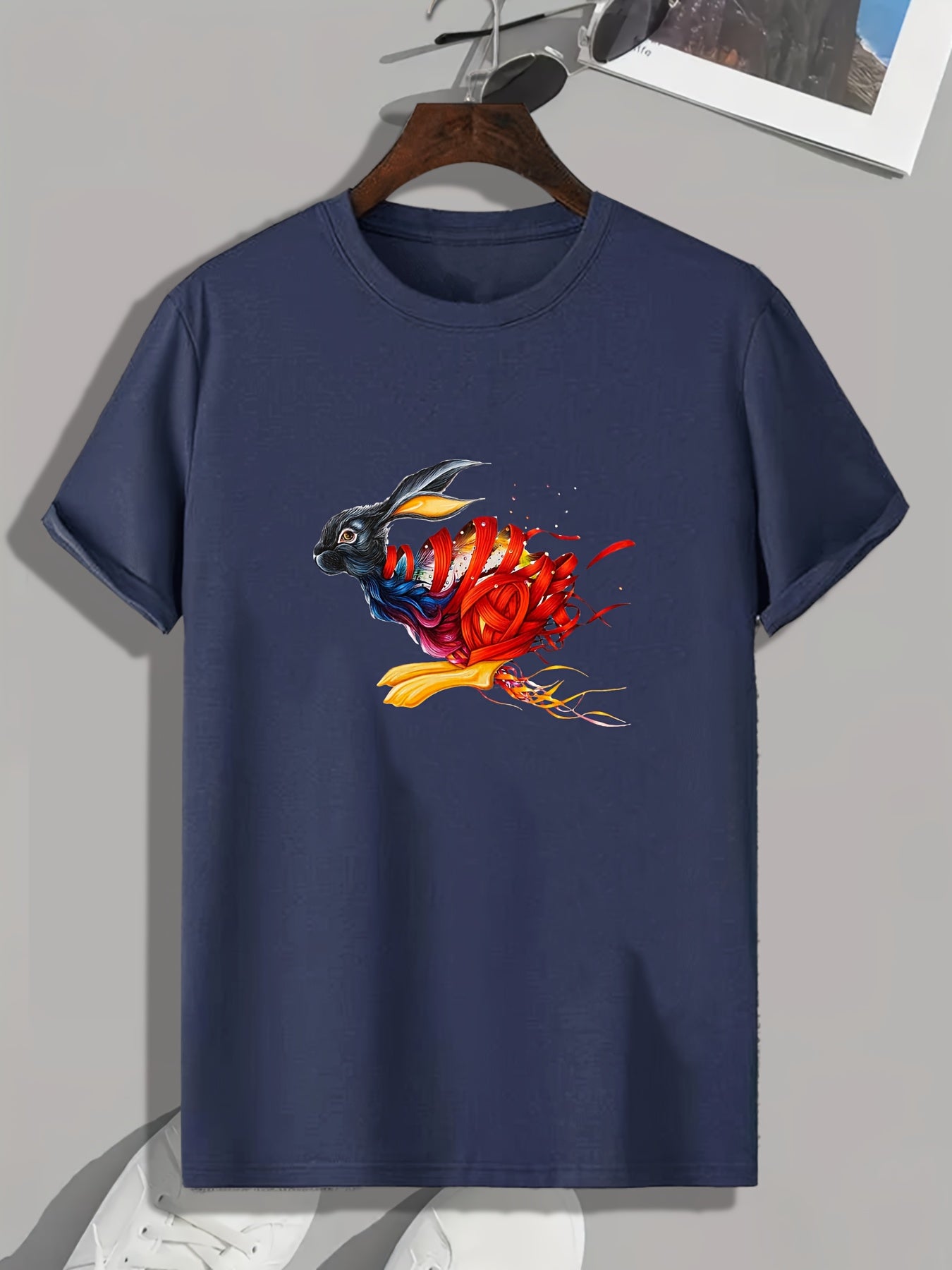 Rabbit Pattern Men's Graphic Tee for Summer