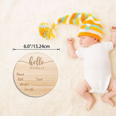 Hello World Wooden Laser Cut Baby Announcement Sign