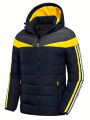 Hooded Winter Jacket Men Zip Up Casual Outdoor Coat