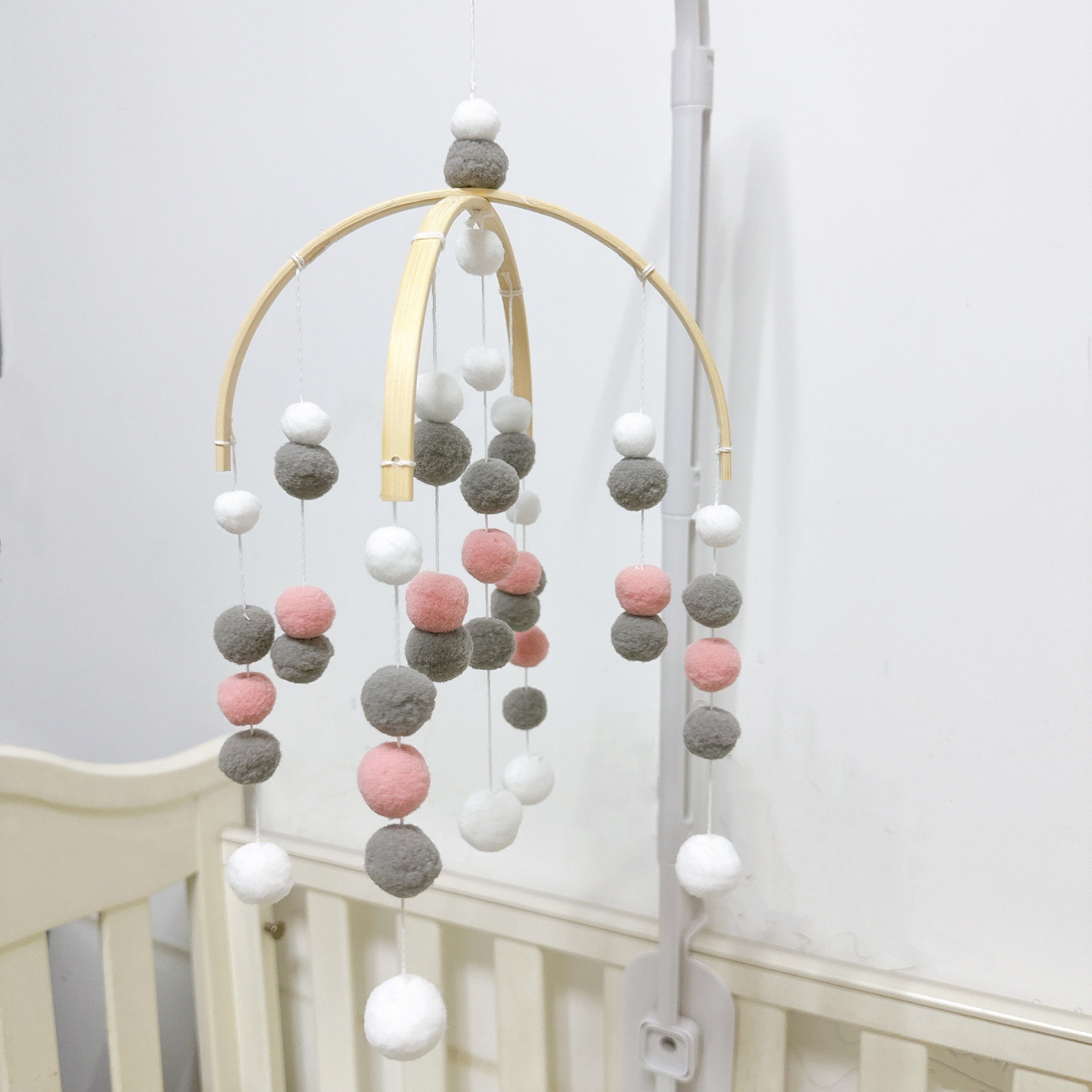 Baby Pomm Pomm Ball Mobile Phone Baby Mobile Felt Ball Bed Bell