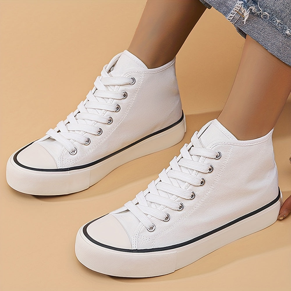 High Top Chunky Canvas Sneakers Lace Up Heighten