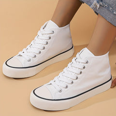 High Top Chunky Canvas Sneakers Lace Up Heighten