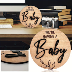 Baby Birth Sign Doorplate Decorative Pendant Wooden Round Card Souvenir