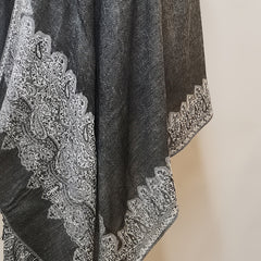 Gray Paisley Jacquard Tassel Scarf Block Wrap Windproof Shawl
