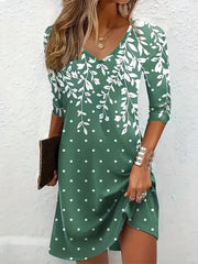  Casual Dress Women's Graphic Print V Neck Tee Dress