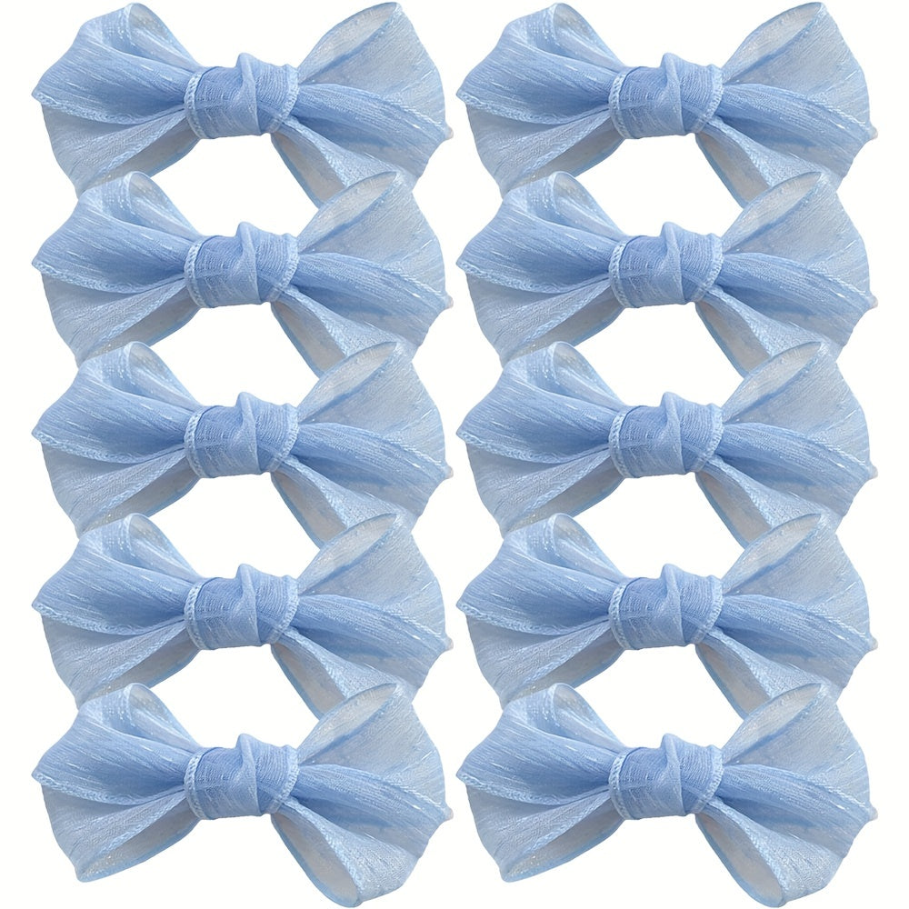 10 Pcs Mesh Bow Hair Clips For Women