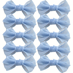 10 Pcs Mesh Bow Hair Clips For Women