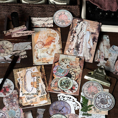 40-Piece Lace Frame Vintage Journal Backing Paper Set - Various Shape