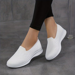 Women's Breathable Knit Flat Shoes Lightweight Low Top Slip On Shoes