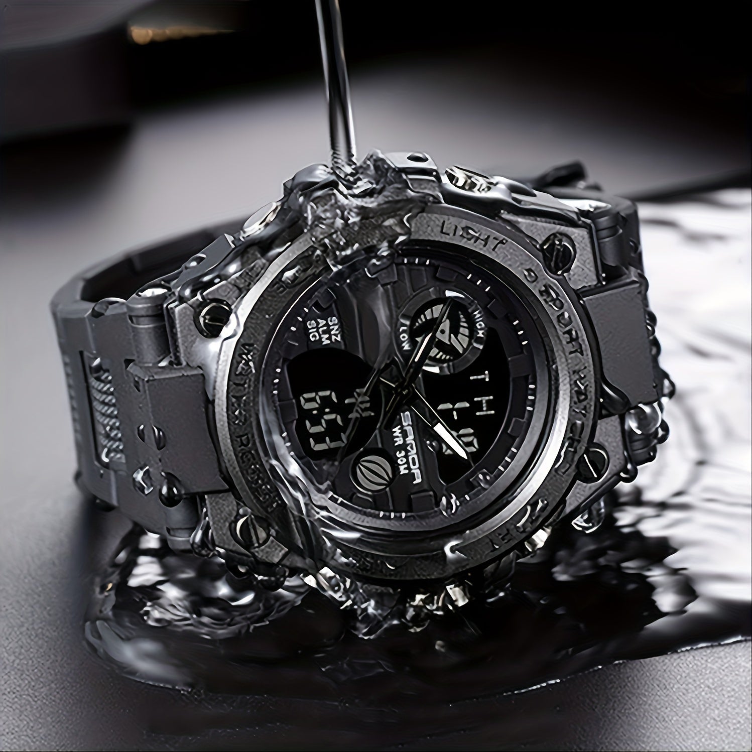 Men's Outdoor Waterproof Dual Display LED Alarm Watch