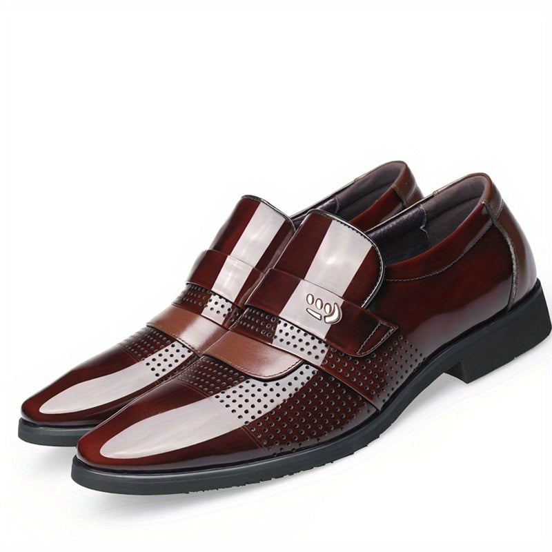 Men's Glossy Dress Shoes Comfy Slip On Leather Shoes